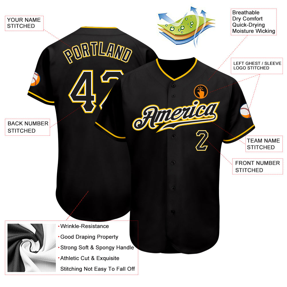 Custom-Black-Black-Gold-Baseball-MLB-Jersey-8725
