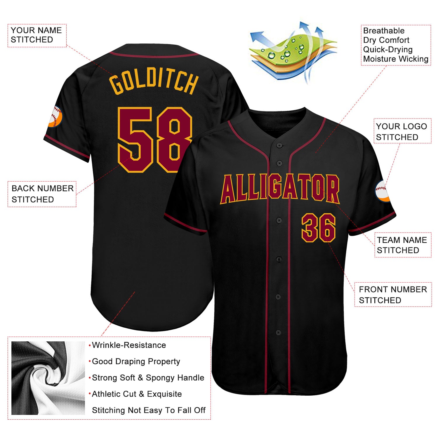 Custom-Black-Crimson-Gold-Baseball-MLB-Jersey-2838