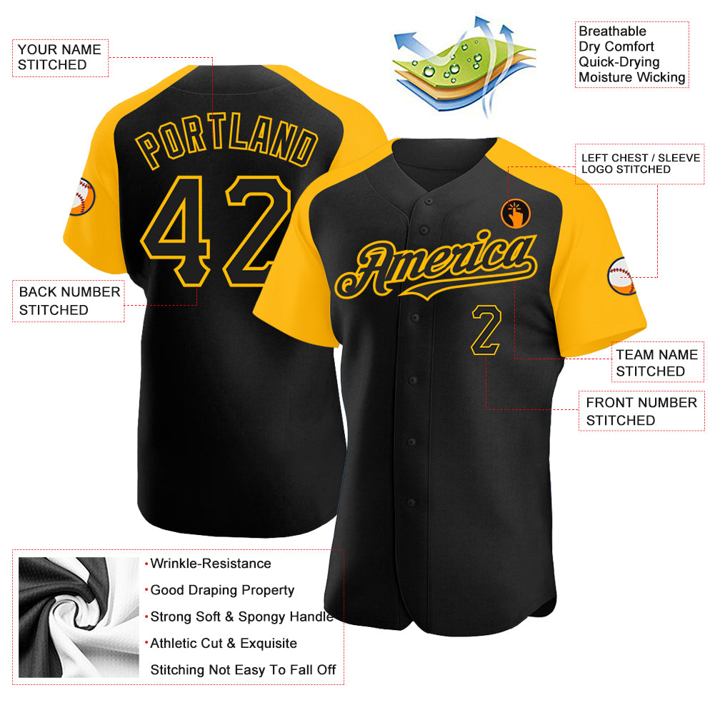 Custom-Black-Gold-Baseball-MLB-Jersey-7160