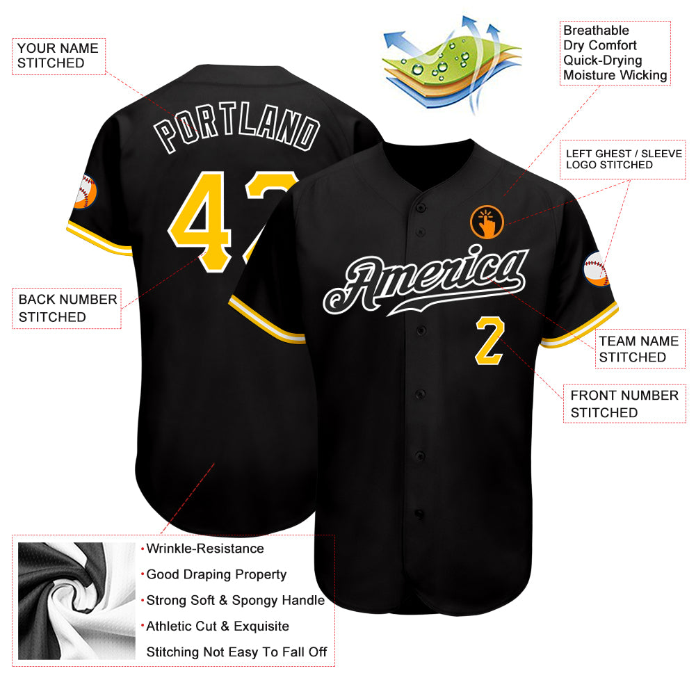 Custom-Black-Gold-White-Baseball-MLB-Jersey-6903