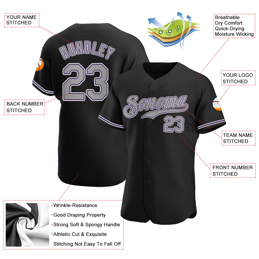 Custom-Black-Gray-Purple-Baseball-MLB-Jersey-3314