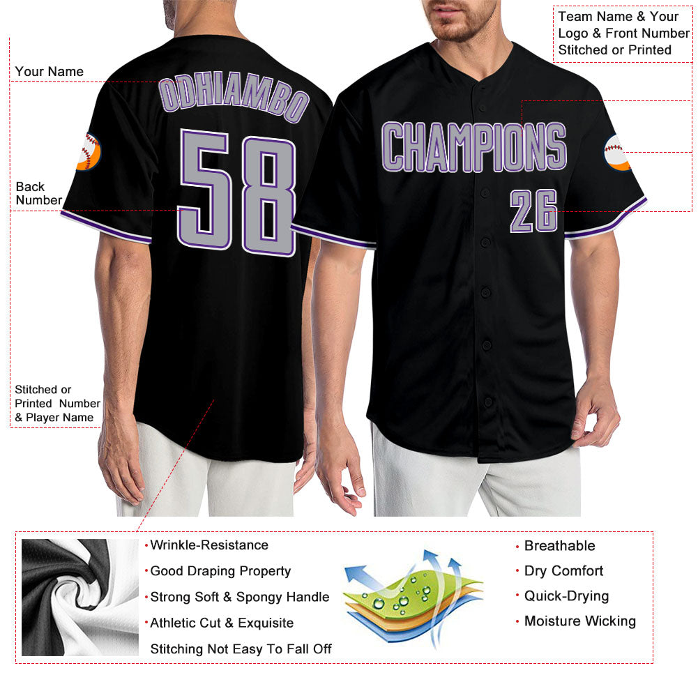 Custom-Black-Gray-Purple-Baseball-MLB-Jersey-9229