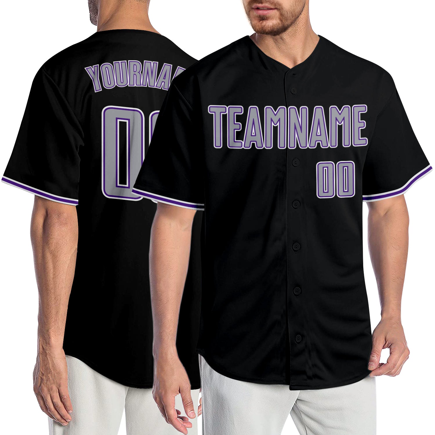 Custom-Black-Gray-Purple-Baseball-MLB-Jersey-9348