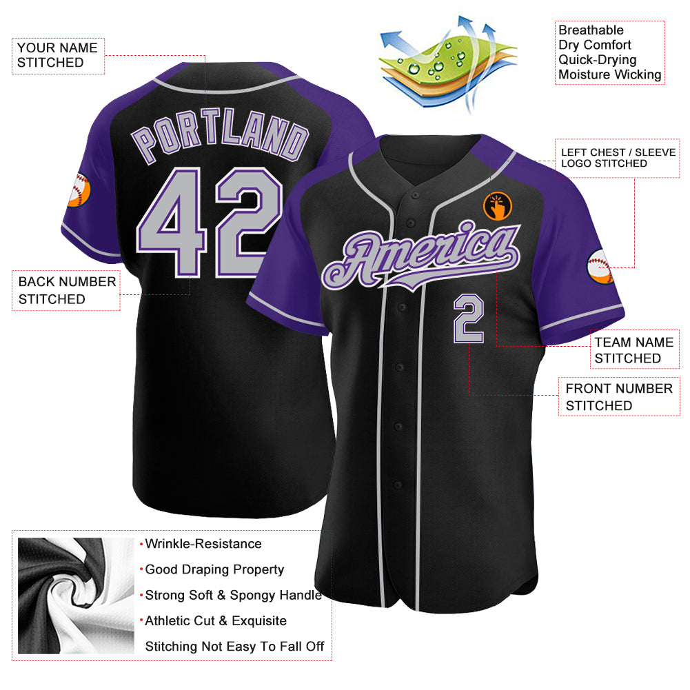 Custom-Black-Gray-Purple-Baseball-MLB-Jersey-9399