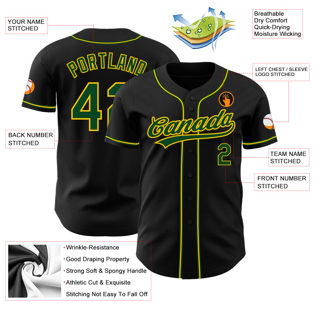 Custom-Black-Green-Gold-Baseball-MLB-Jersey-8276