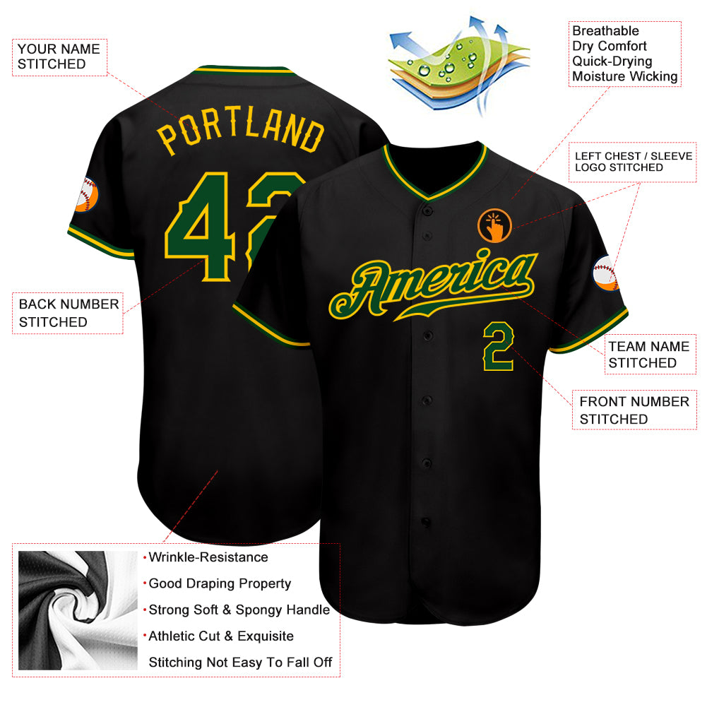 Custom-Black-Green-Gold-Baseball-MLB-Jersey-9573
