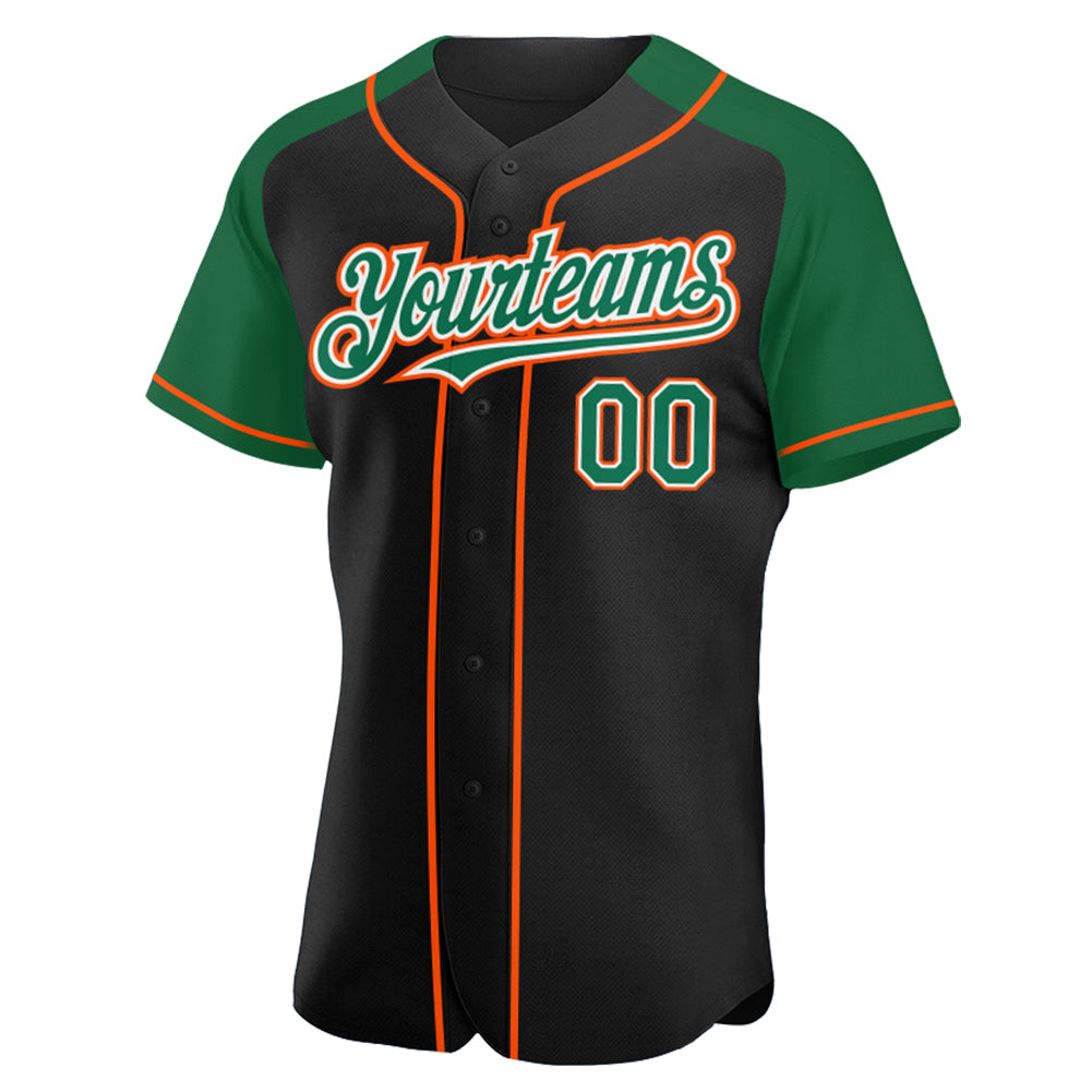 Custom-Black-Kelly-Green-Orange-Baseball-MLB-Jersey-5865