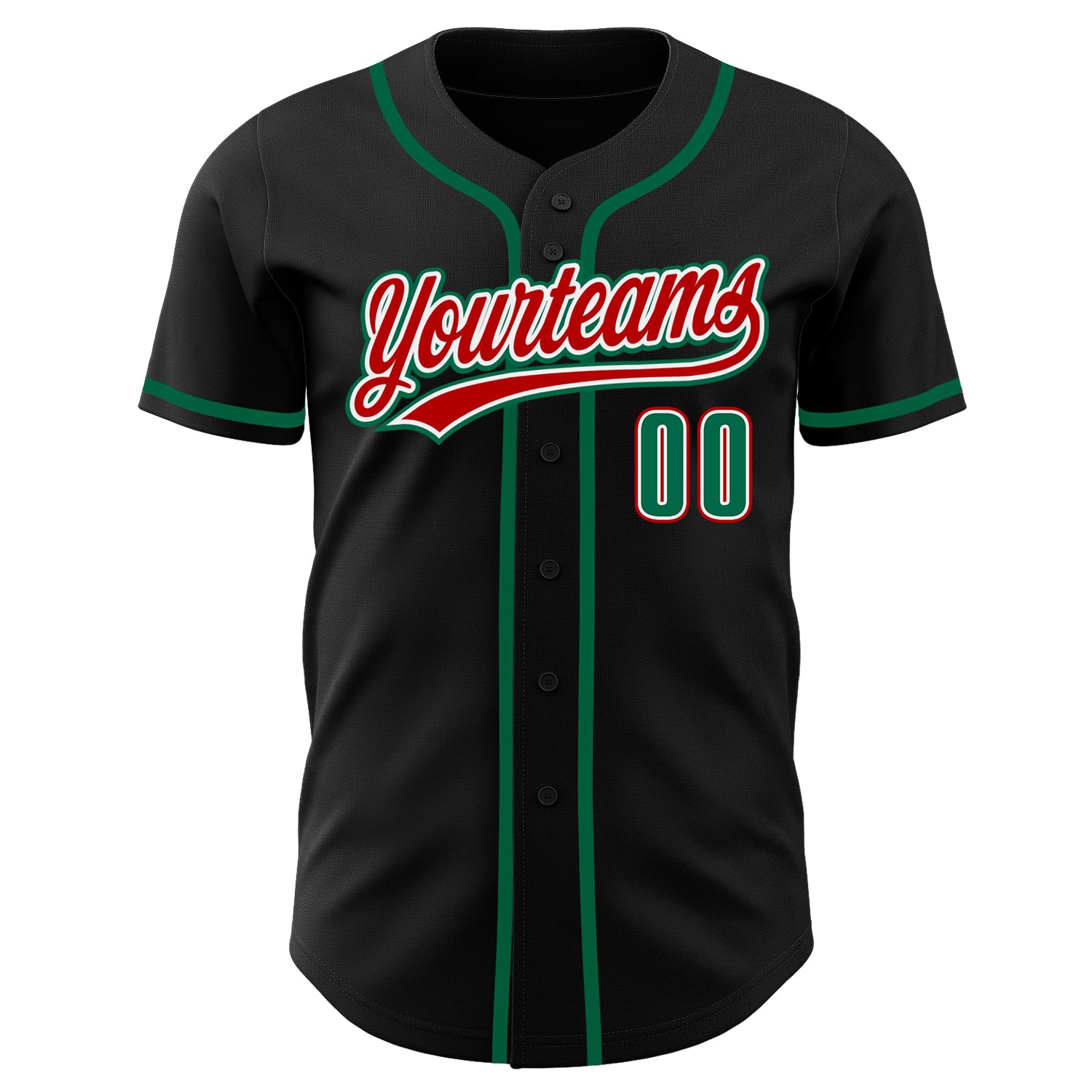 Custom-Black-Kelly-Green-Red-Baseball-MLB-Jersey-8316