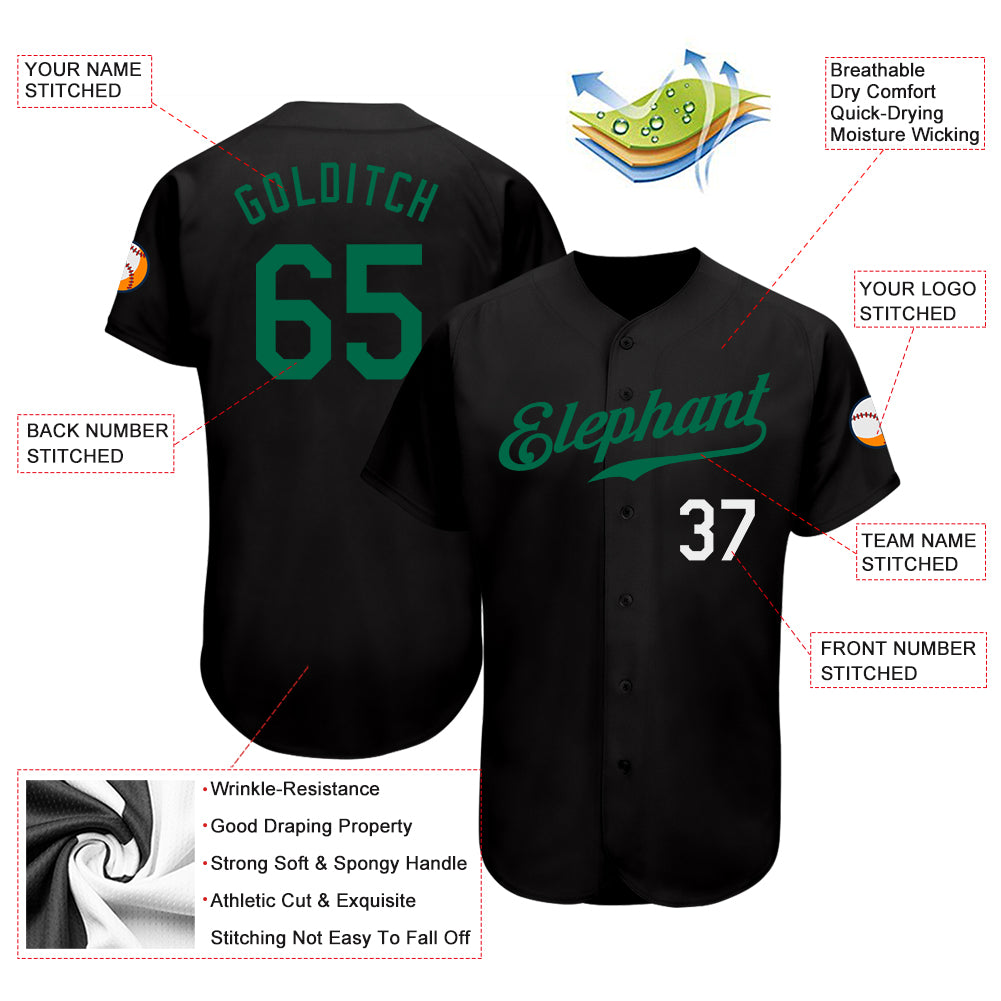 Custom-Black-Kelly-Green-White-Baseball-MLB-Jersey-3140