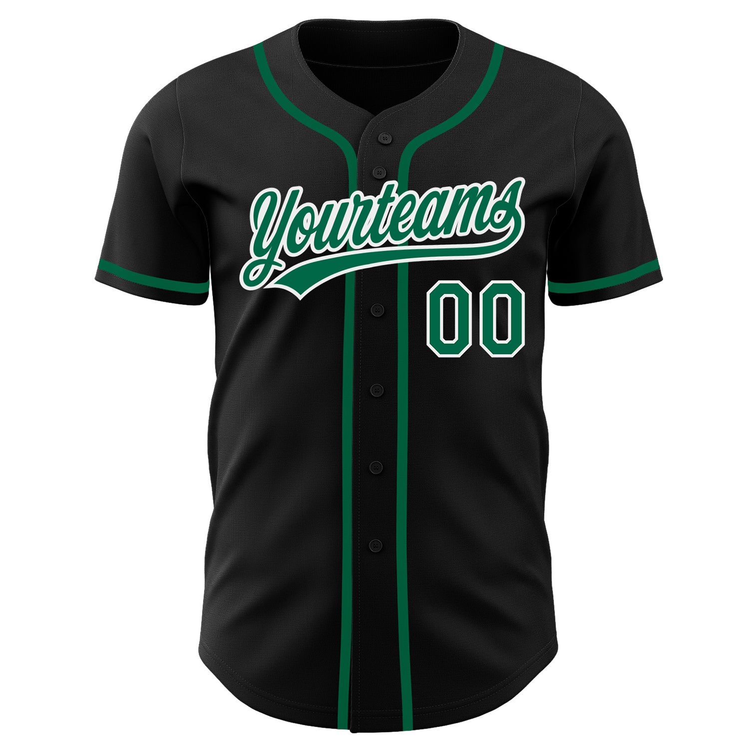 Custom-Black-Kelly-Green-White-Baseball-MLB-Jersey-7039