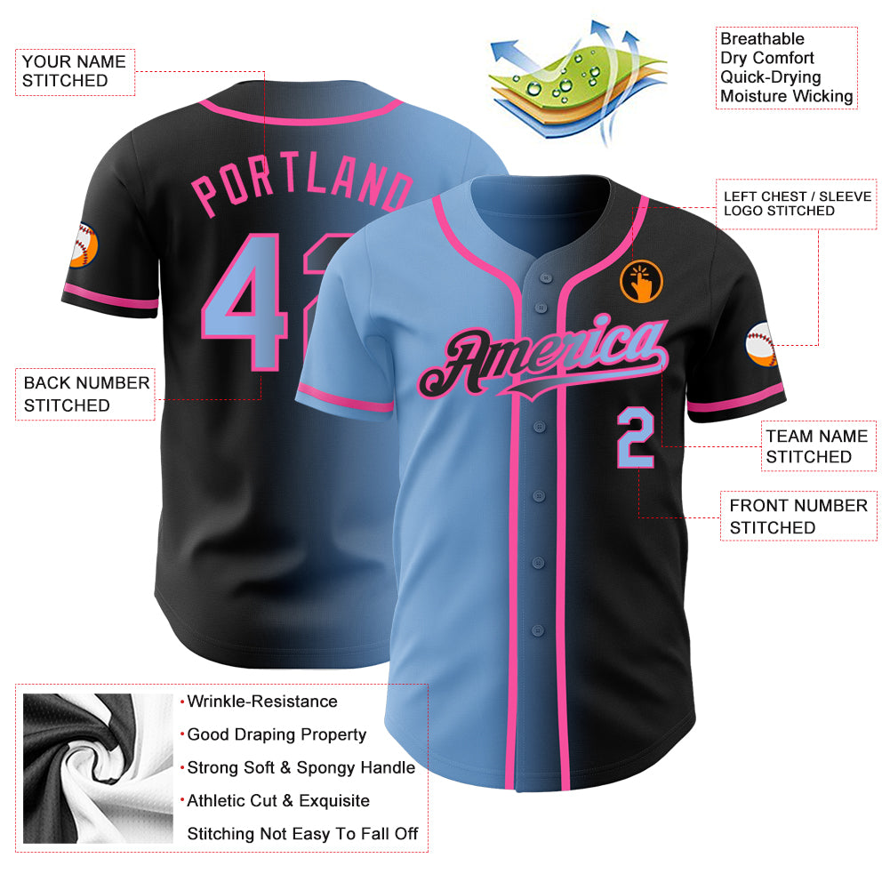 Custom-Black-Light-Blue-Pink-Gradient-Fashion-Baseball-MLB-Jersey-5782