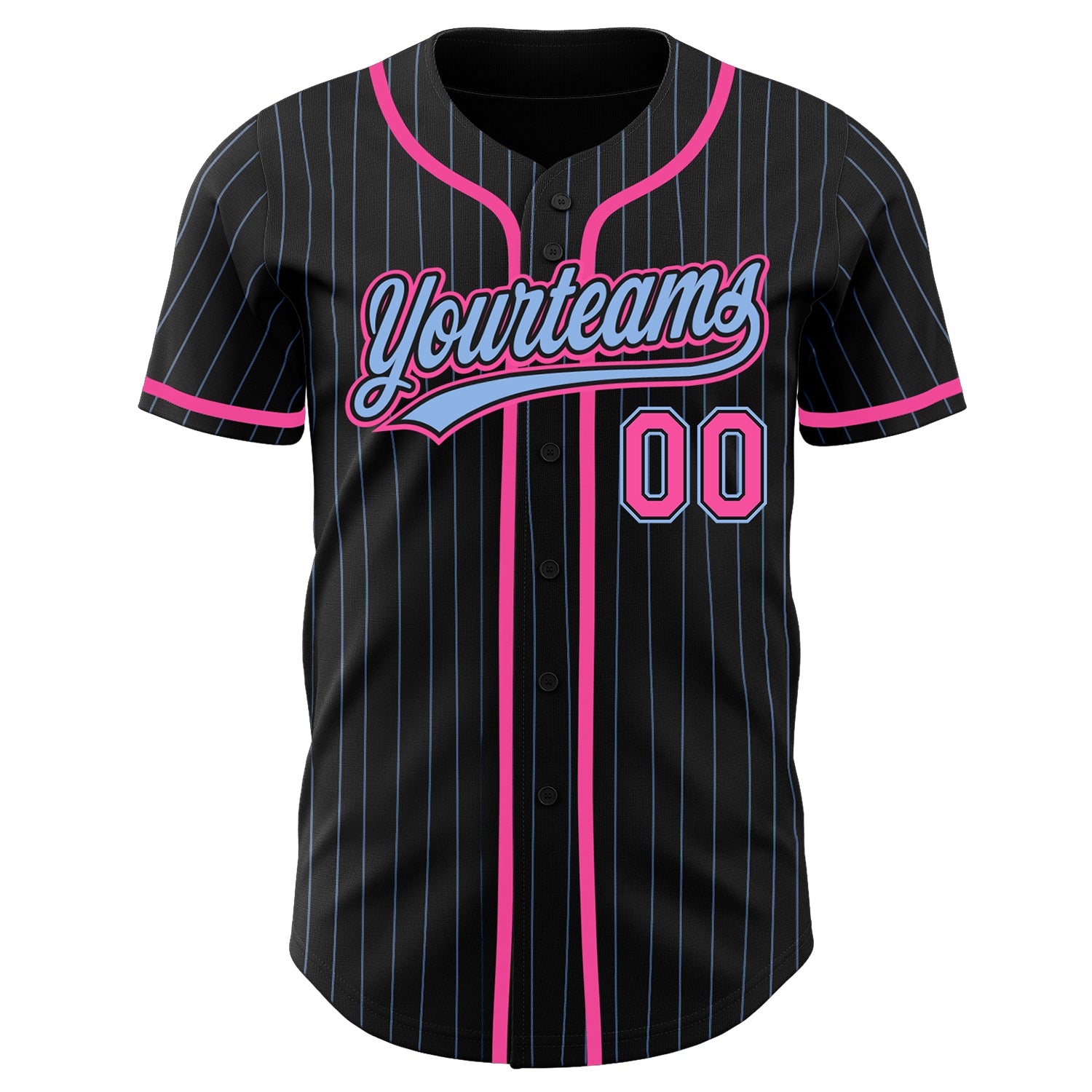 Custom-Black-Light-Blue-Pinstripe-Pink-Baseball-MLB-Jersey-2169