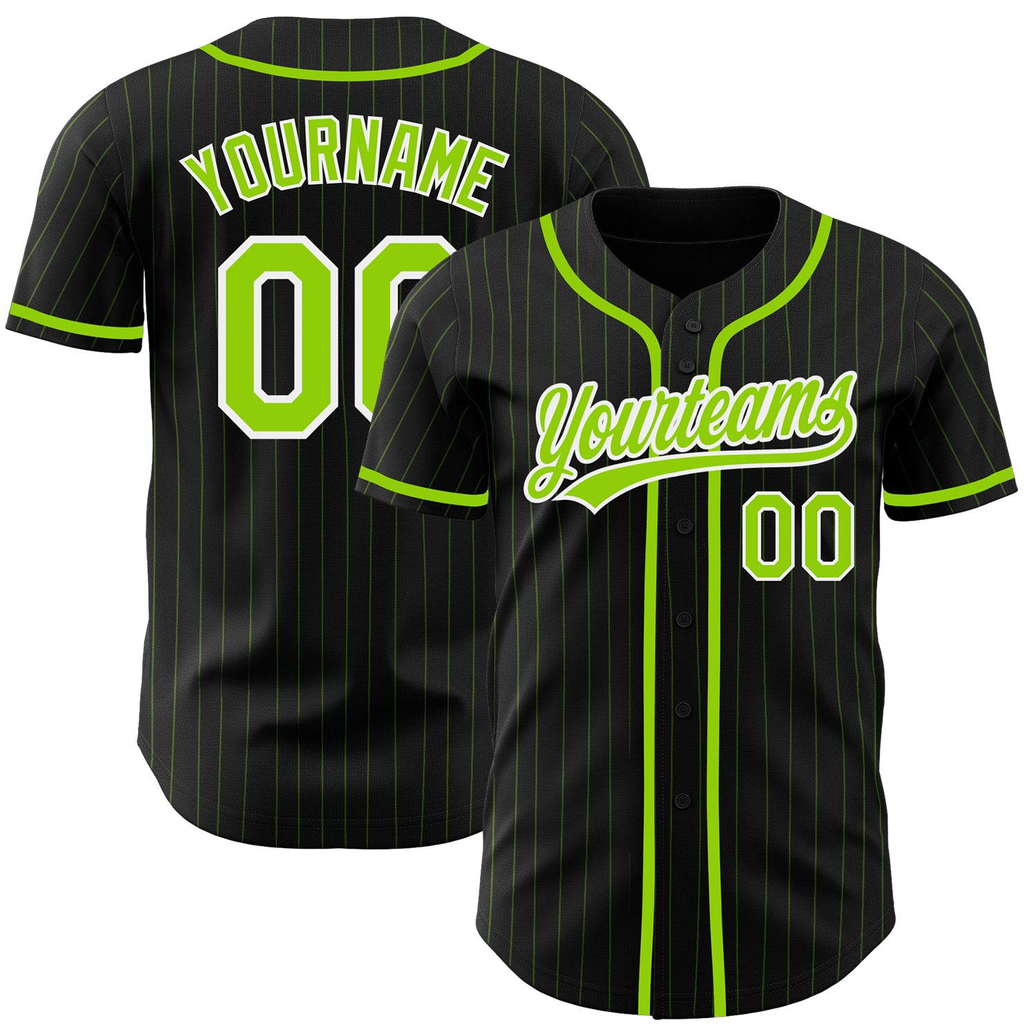 Custom-Black-Neon-Green-Pinstripe-Neon-Green-Baseball-MLB-Jersey-5802