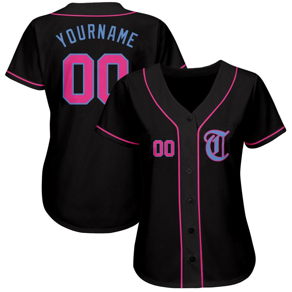 Custom-Black-Pink-Light-Blue-Baseball-MLB-Jersey-2119