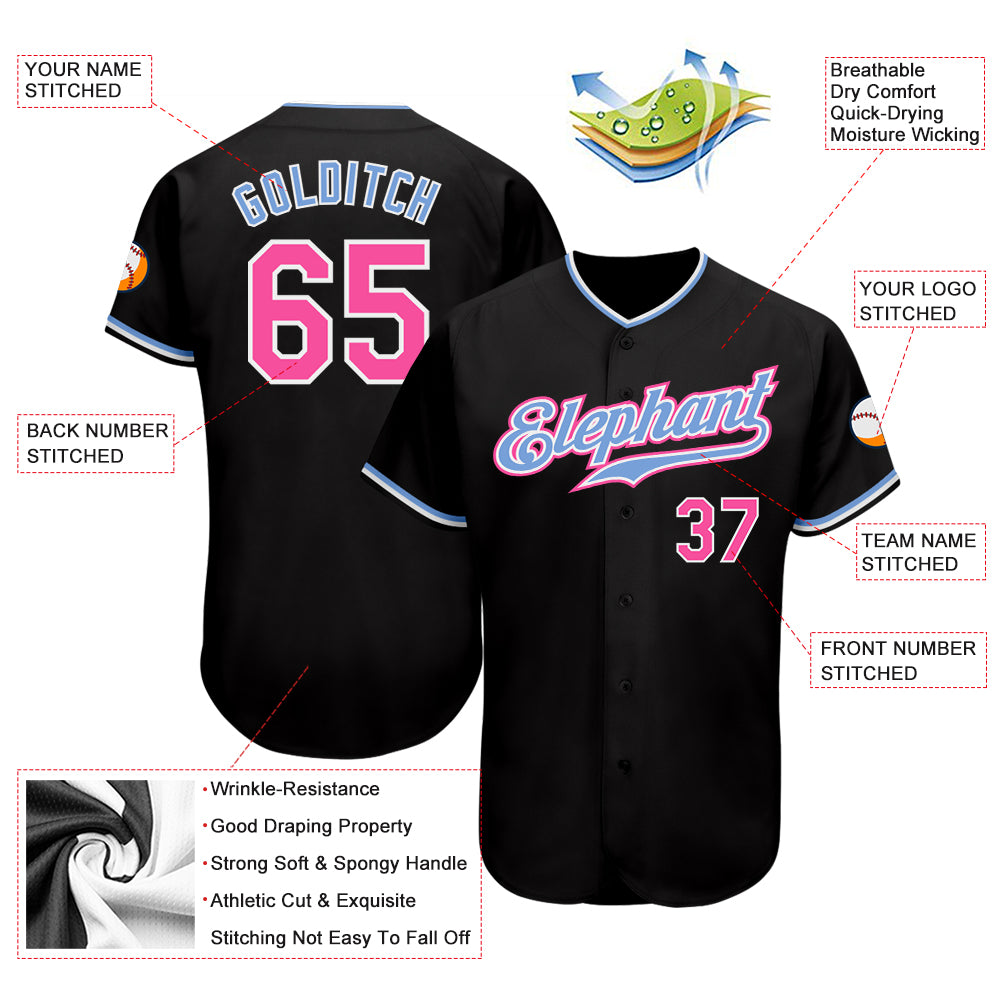 Custom-Black-Pink-Light-Blue-Baseball-MLB-Jersey-2381