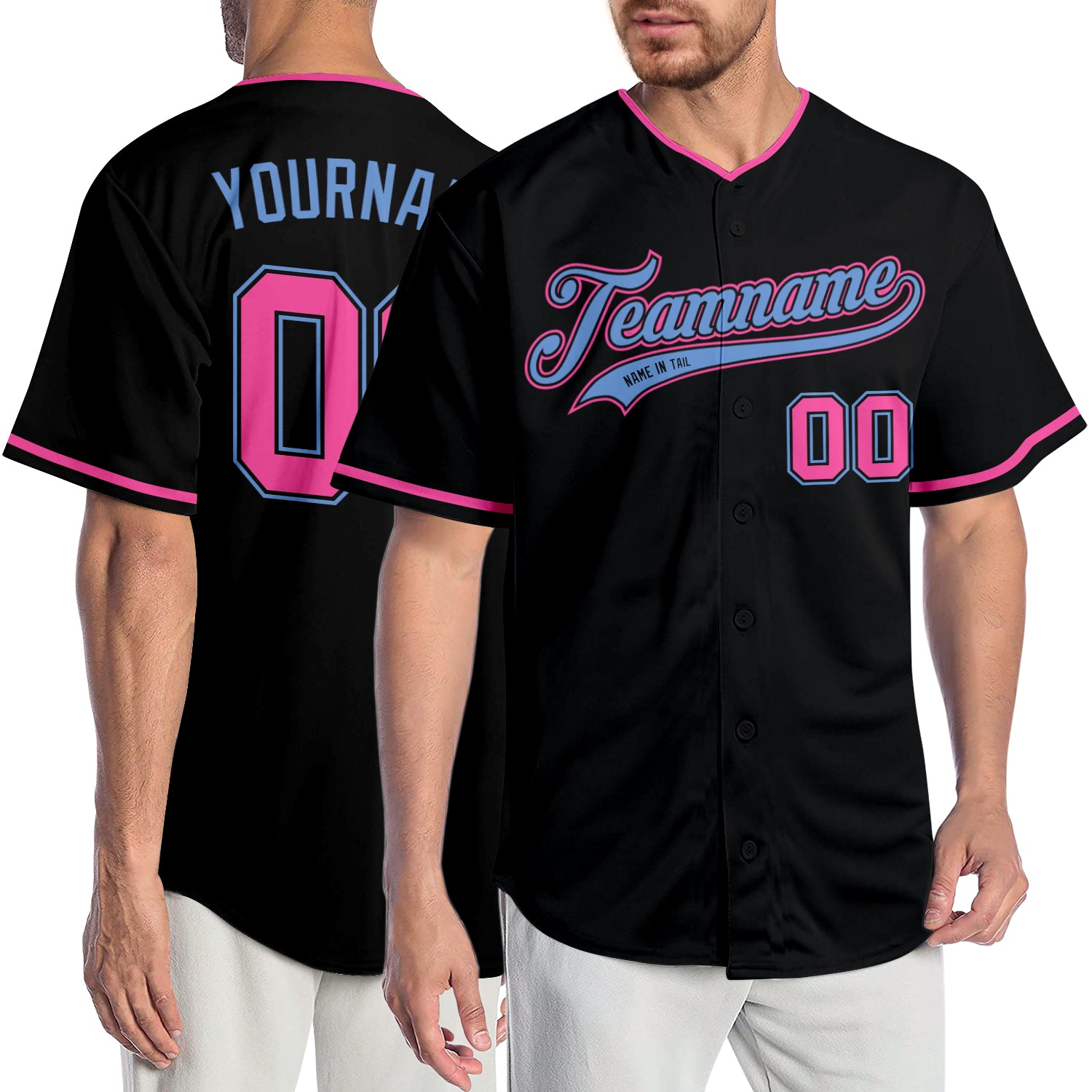 Custom-Black-Pink-Light-Blue-Baseball-MLB-Jersey-2569