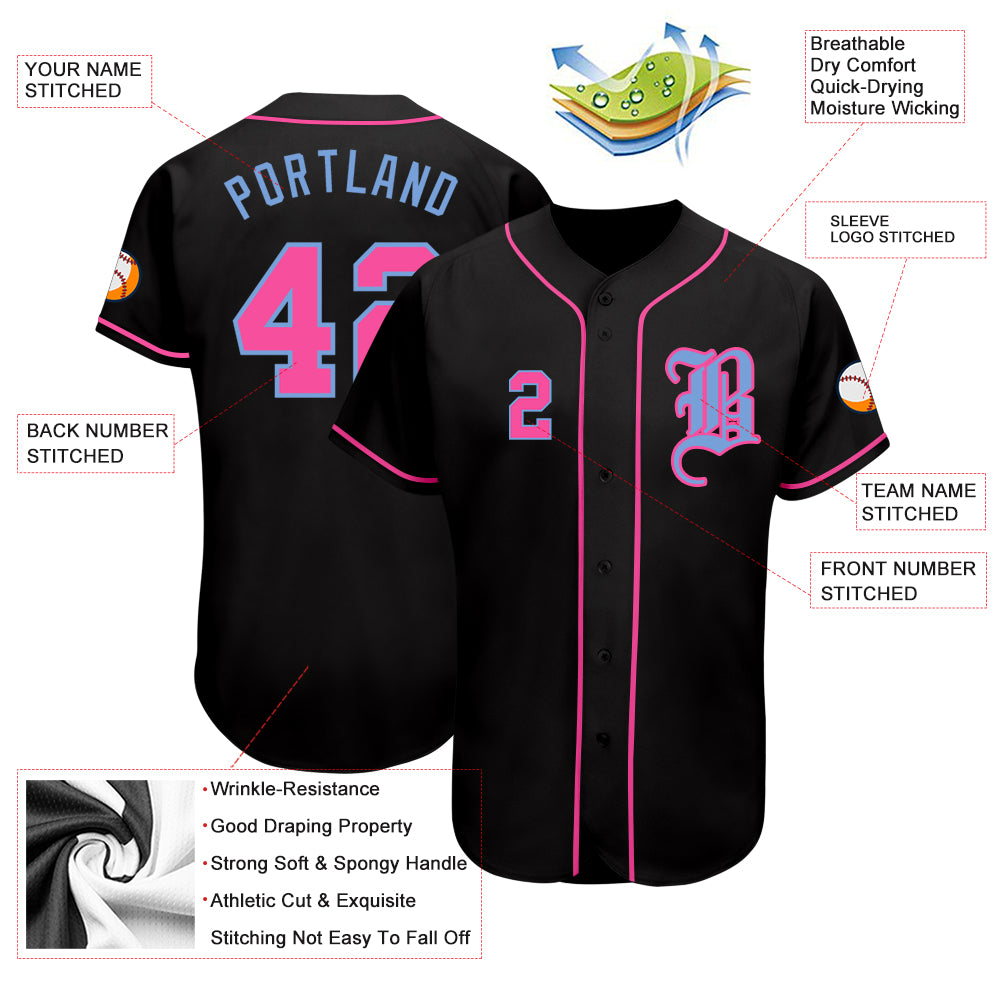 Custom-Black-Pink-Light-Blue-Baseball-MLB-Jersey-3446