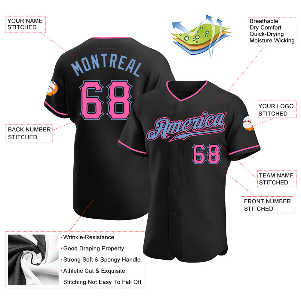 Custom-Black-Pink-Light-Blue-Baseball-MLB-Jersey-4175