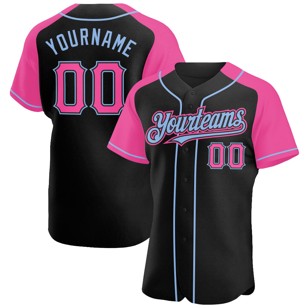 Custom-Black-Pink-Light-Blue-Baseball-MLB-Jersey-4896
