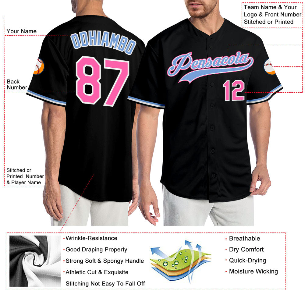Custom-Black-Pink-Light-Blue-Baseball-MLB-Jersey-5470