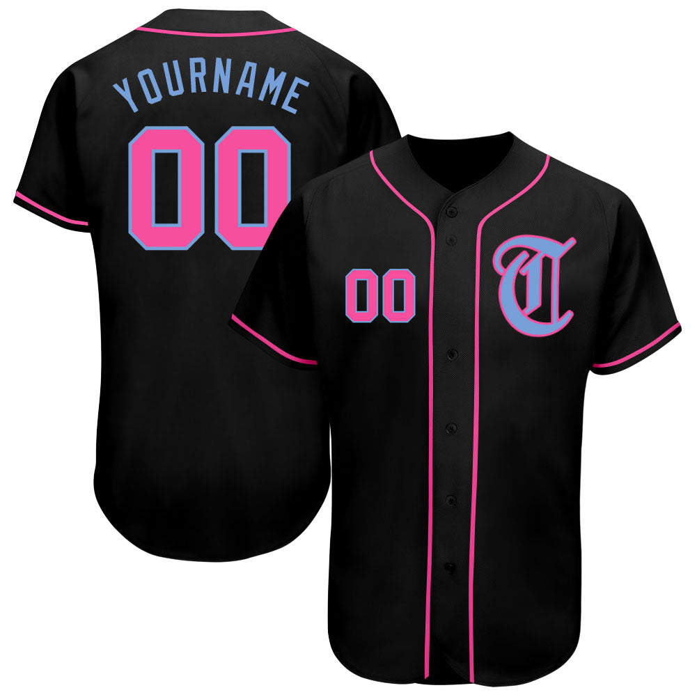 Custom-Black-Pink-Light-Blue-Baseball-MLB-Jersey-5711