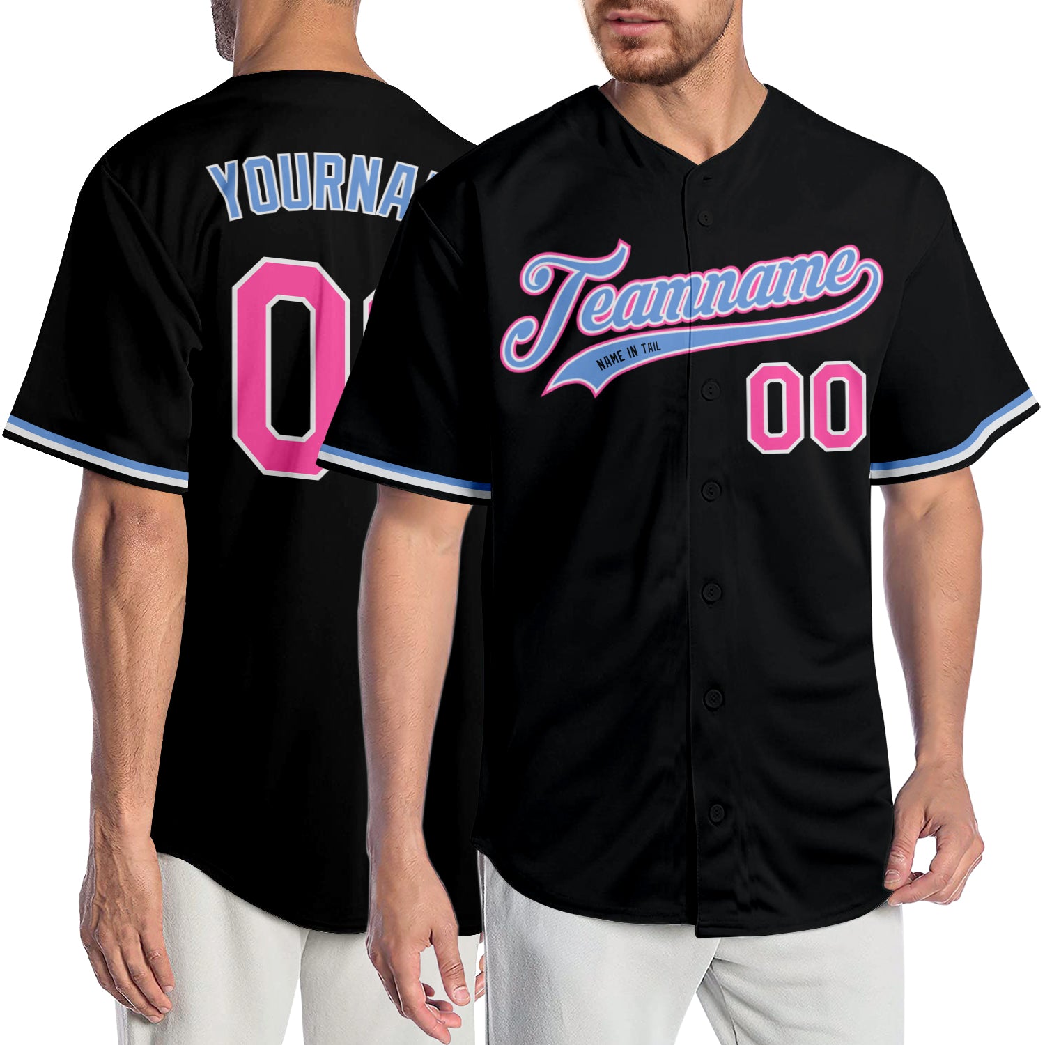 Custom-Black-Pink-Light-Blue-Baseball-MLB-Jersey-6500
