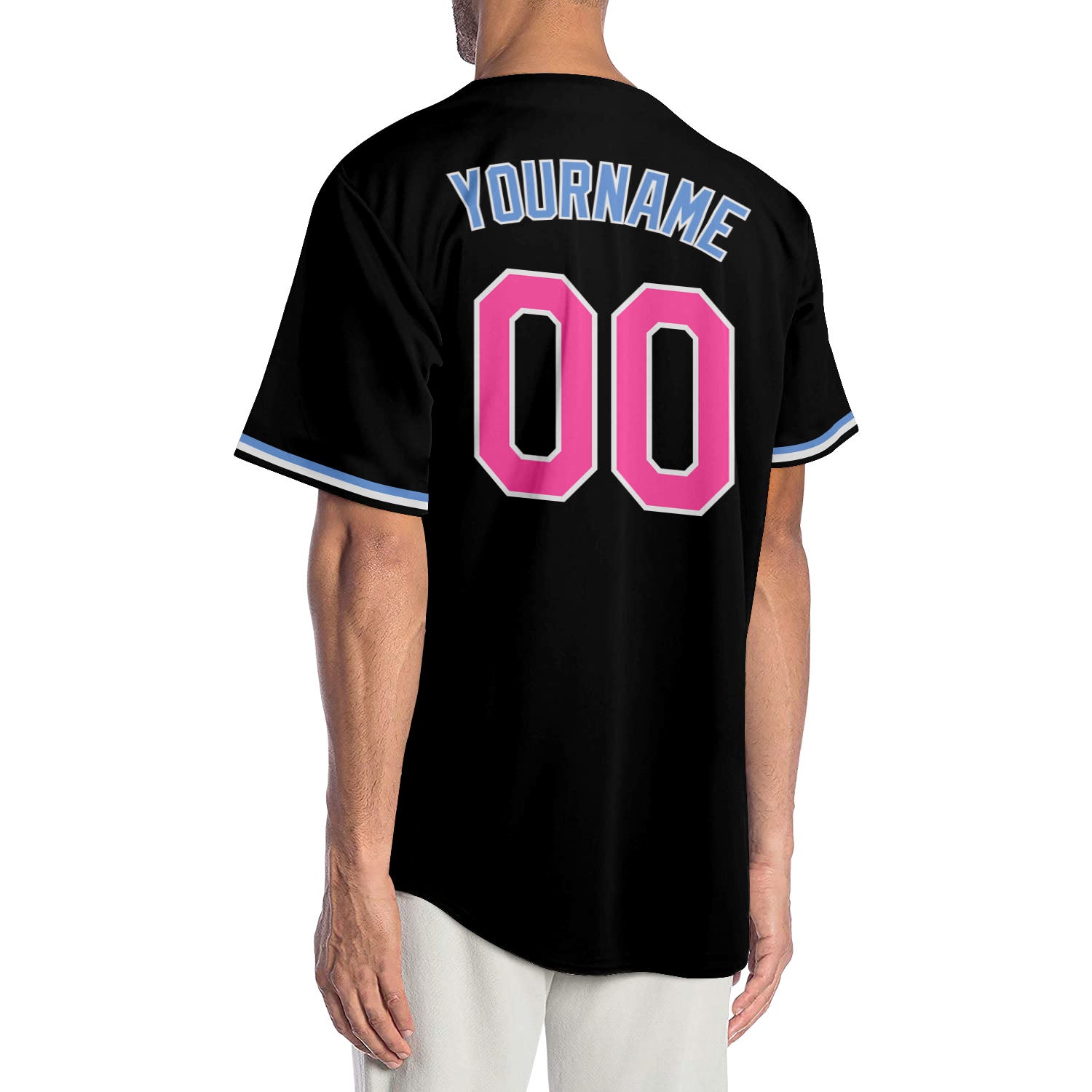 Custom-Black-Pink-Light-Blue-Baseball-MLB-Jersey-6783