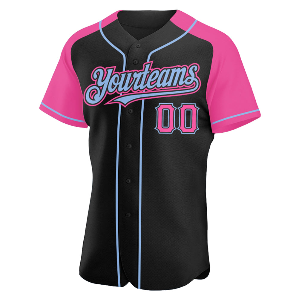 Custom-Black-Pink-Light-Blue-Baseball-MLB-Jersey-6799