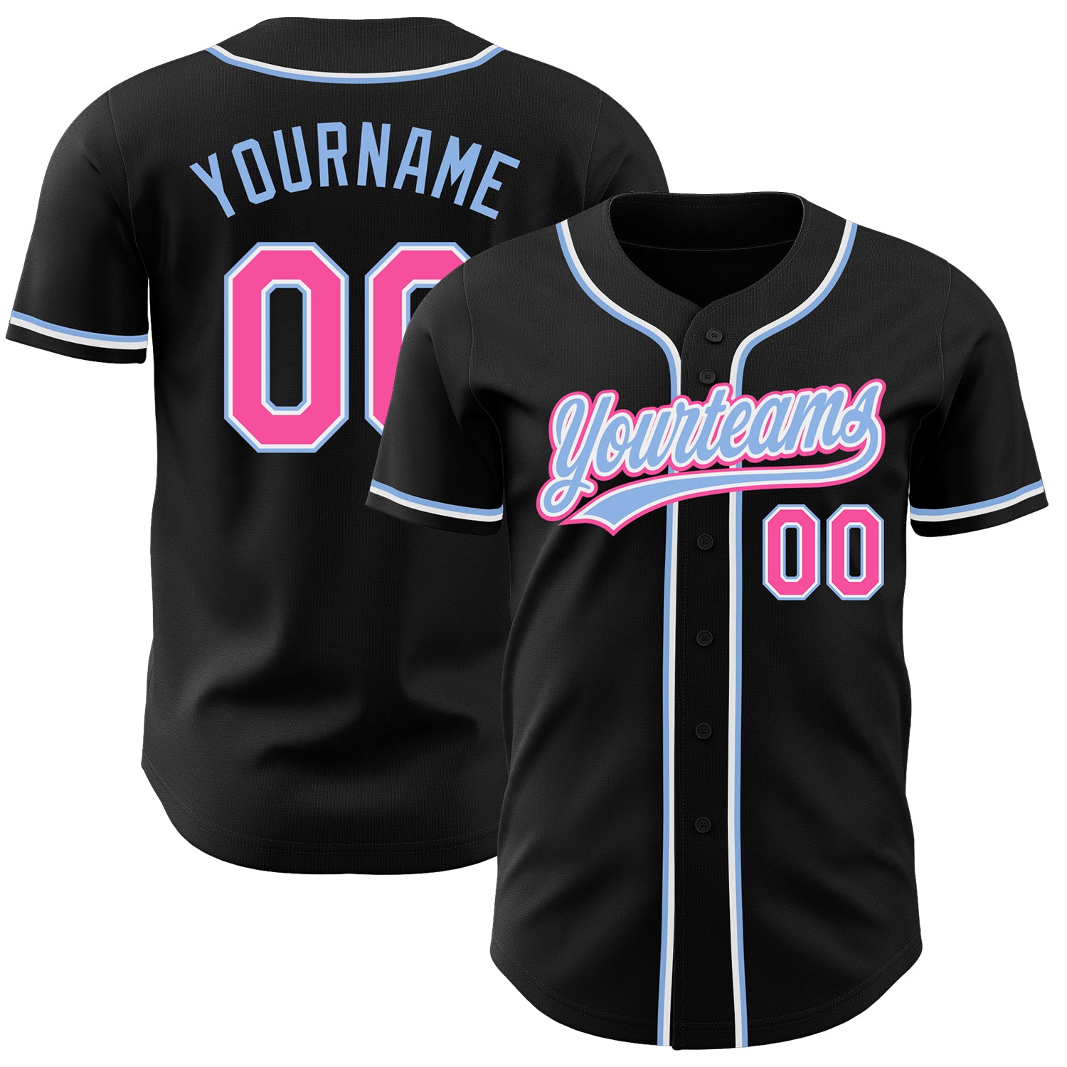 Custom-Black-Pink-Light-Blue-Baseball-MLB-Jersey-8013