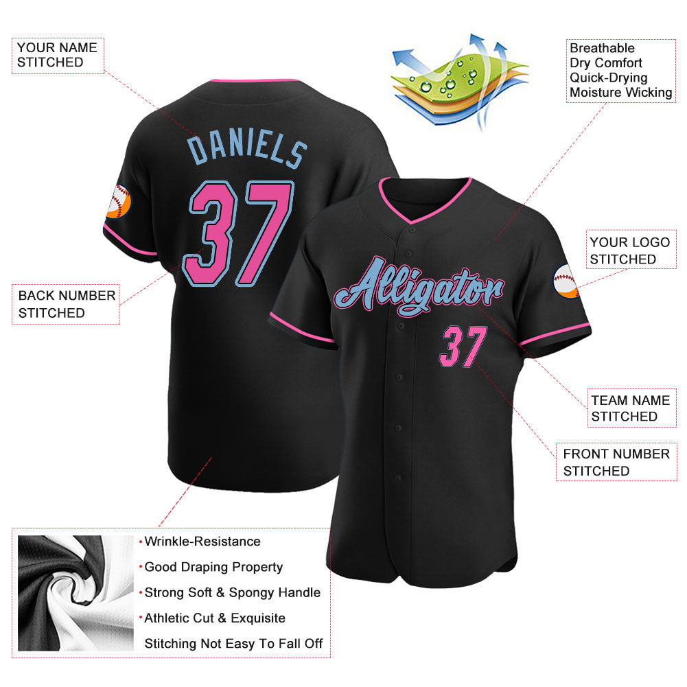 Custom-Black-Pink-Light-Blue-Baseball-MLB-Jersey-8104
