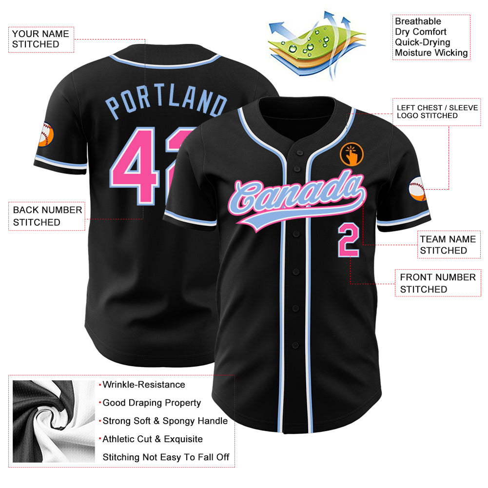 Custom-Black-Pink-Light-Blue-Baseball-MLB-Jersey-9348