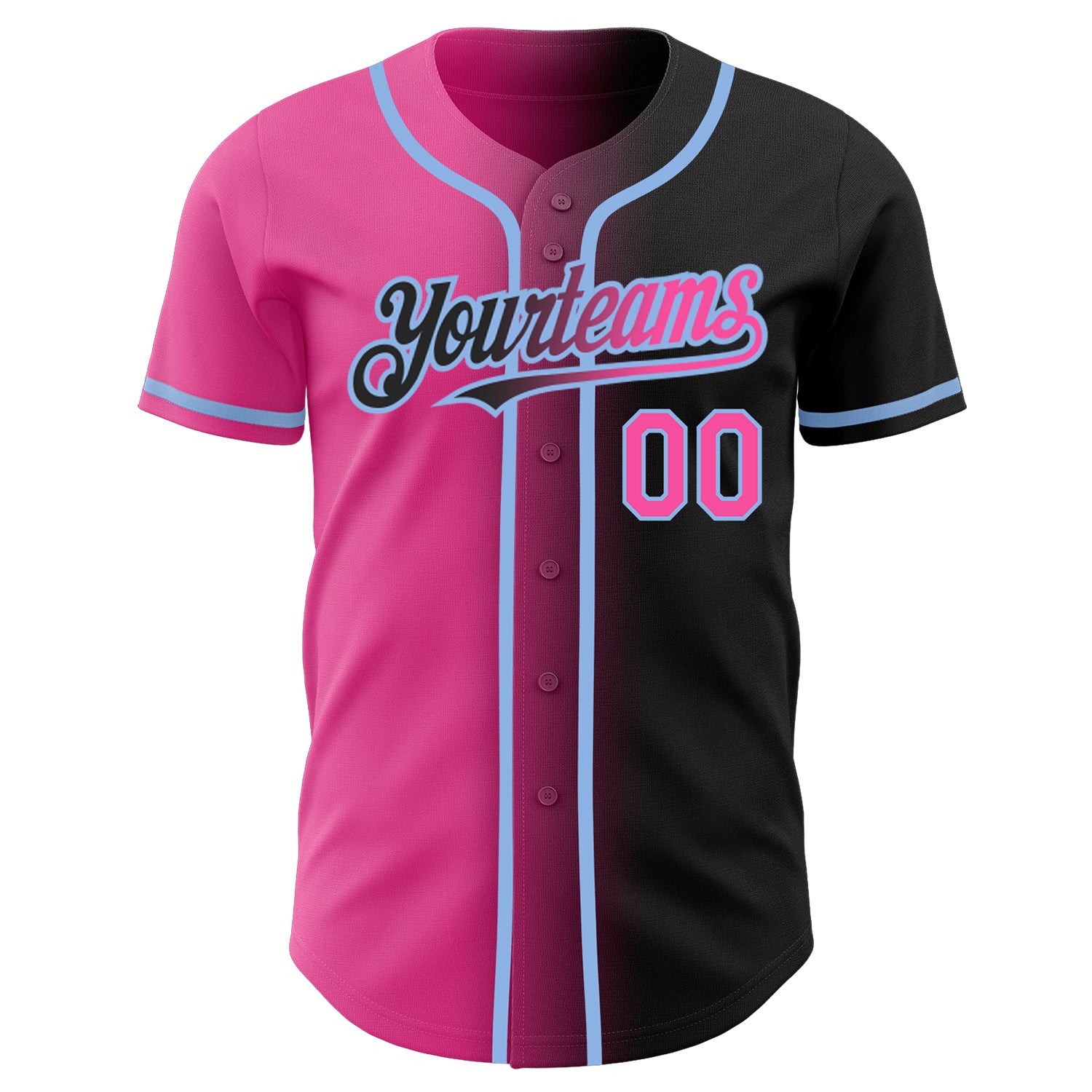 Custom-Black-Pink-Light-Blue-Gradient-Fashion-Baseball-MLB-Jersey-2244