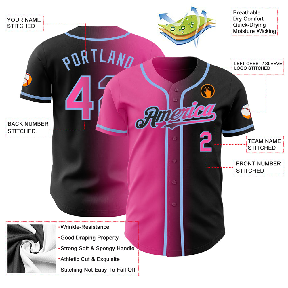 Custom-Black-Pink-Light-Blue-Gradient-Fashion-Baseball-MLB-Jersey-9944