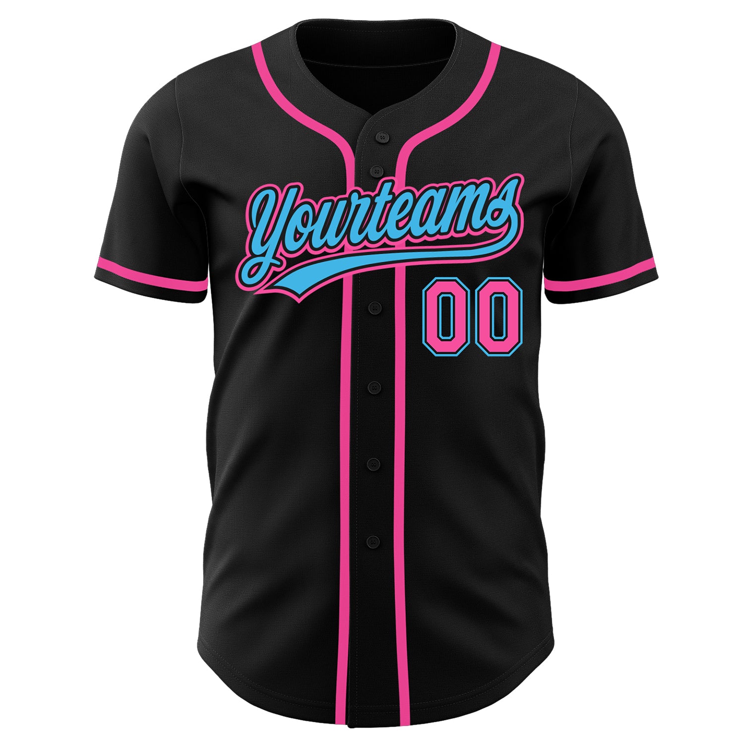 Custom-Black-Pink-Sky-Blue-Baseball-MLB-Jersey-4124
