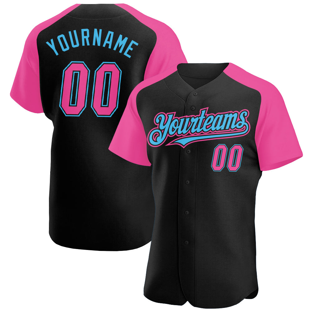 Custom-Black-Pink-Sky-Blue-Baseball-MLB-Jersey-4989