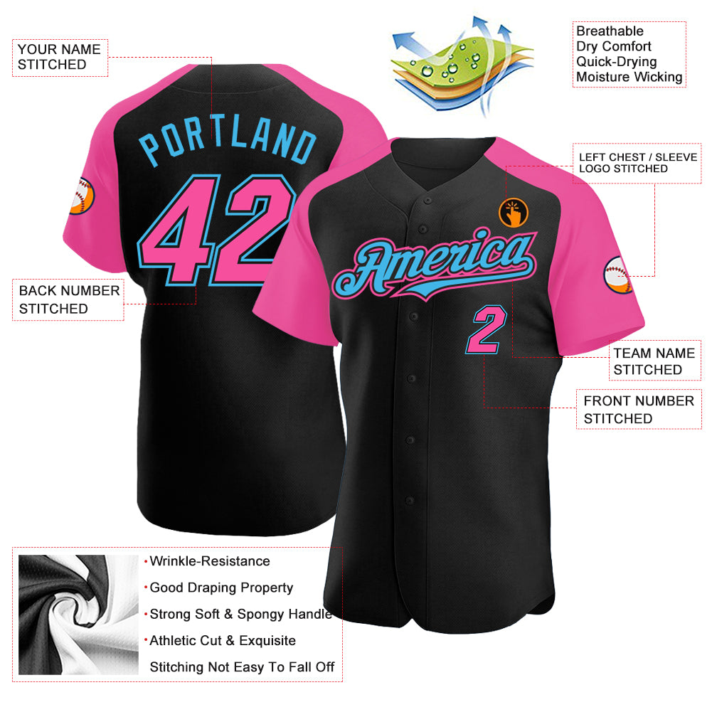 Custom-Black-Pink-Sky-Blue-Baseball-MLB-Jersey-7108