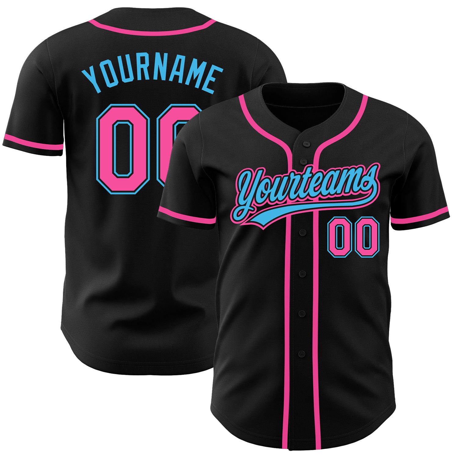 Custom-Black-Pink-Sky-Blue-Baseball-MLB-Jersey-9457