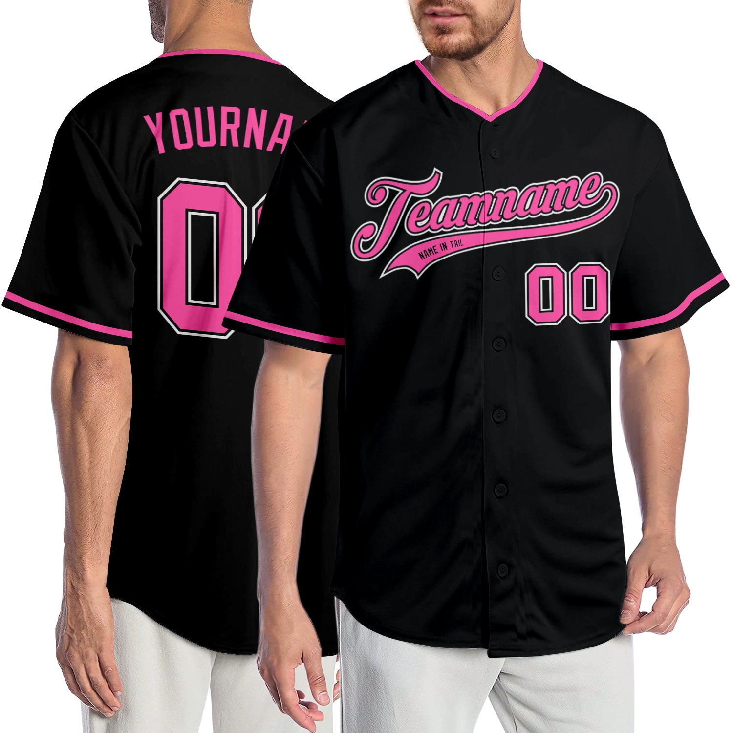 Custom-Black-Pink-White-Baseball-MLB-Jersey-8115