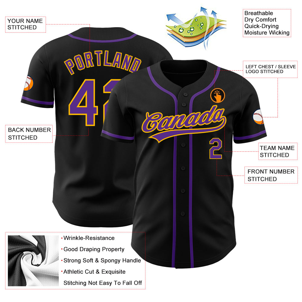 Custom-Black-Purple-Gold-Baseball-MLB-Jersey-7894