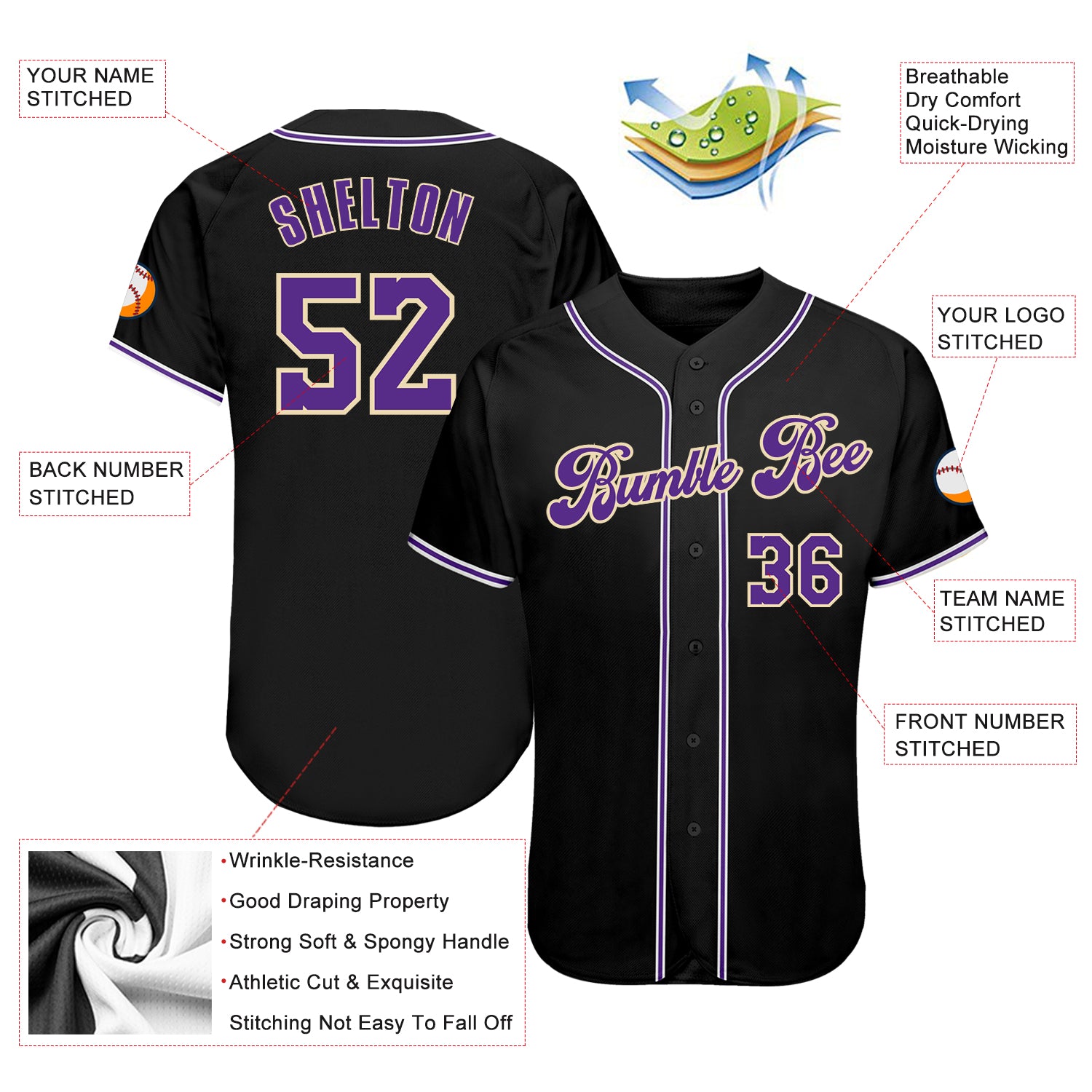 Custom-Black-Purple-White-Baseball-MLB-Jersey-1388