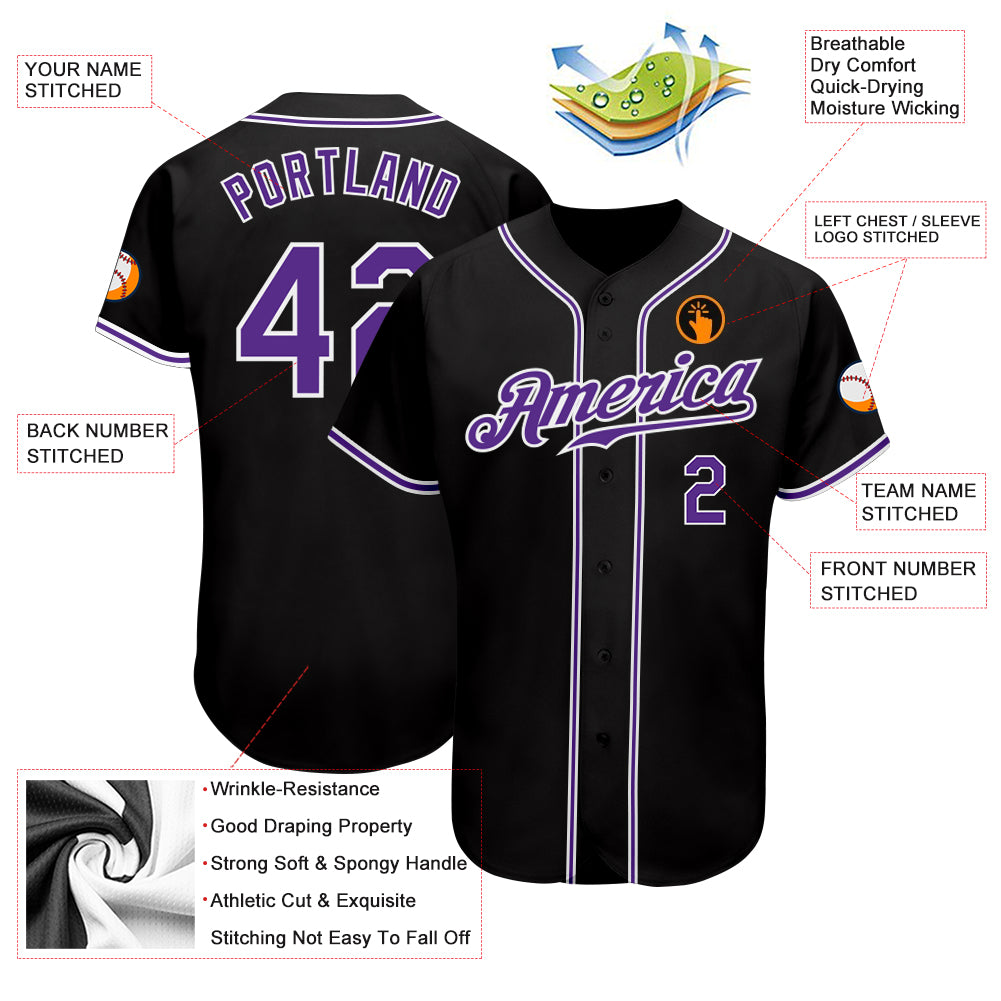 Custom-Black-Purple-White-Baseball-MLB-Jersey-4136