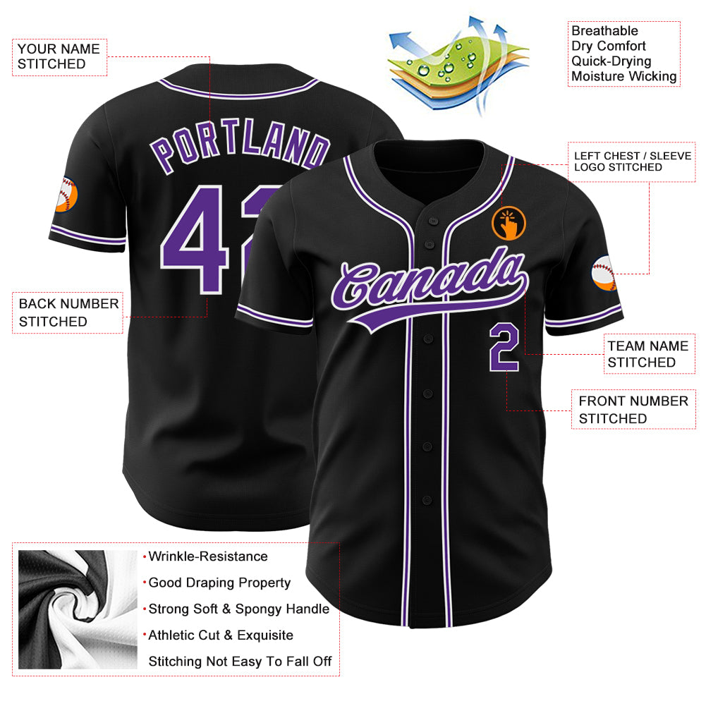 Custom-Black-Purple-White-Baseball-MLB-Jersey-4280
