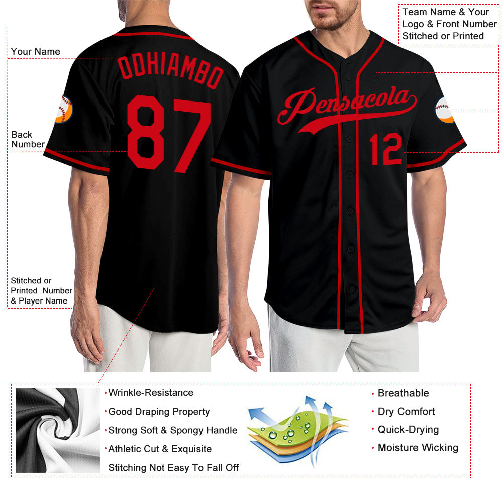 Custom-Black-Red-Baseball-MLB-Jersey-6759