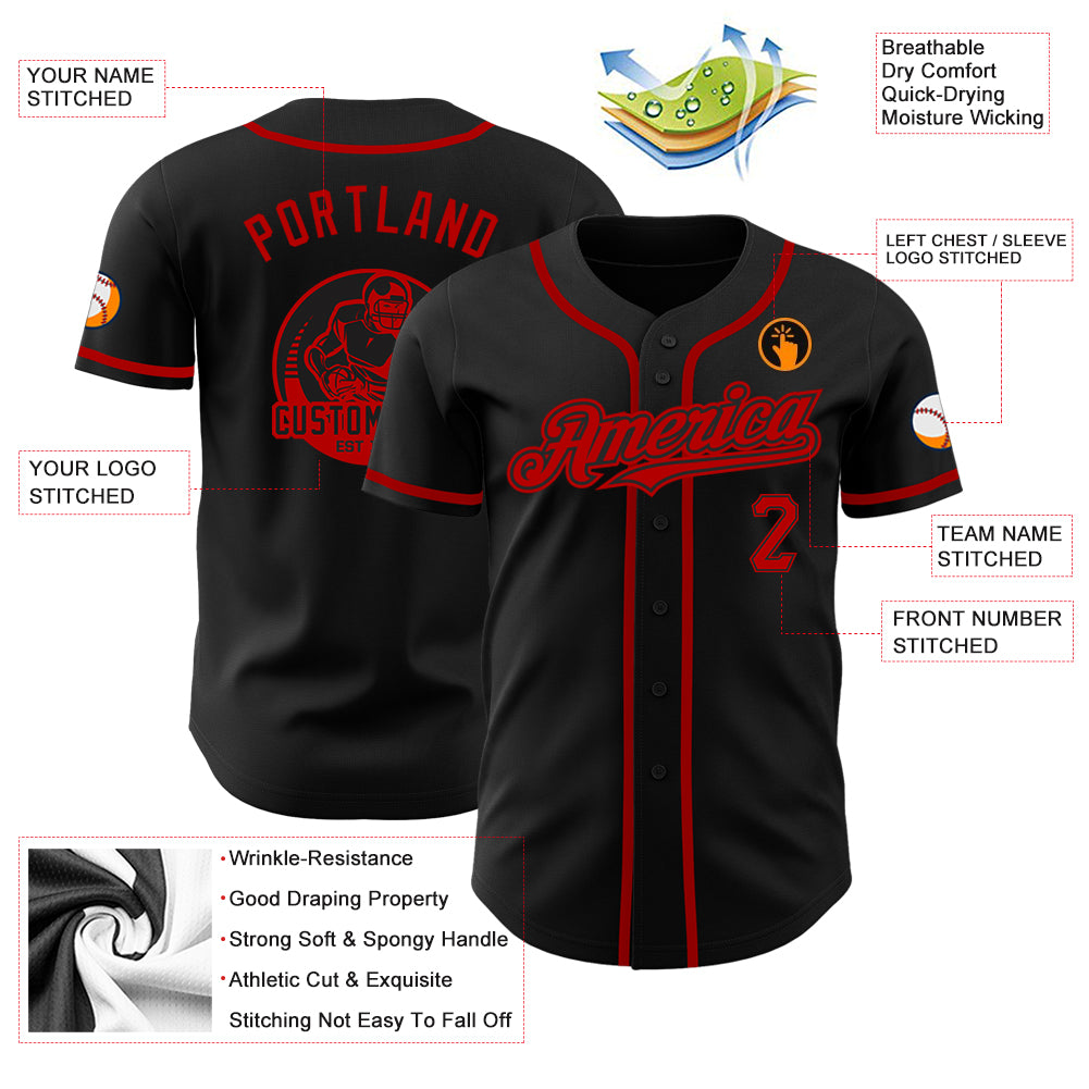 Custom-Black-Red-Baseball-MLB-Jersey-9786
