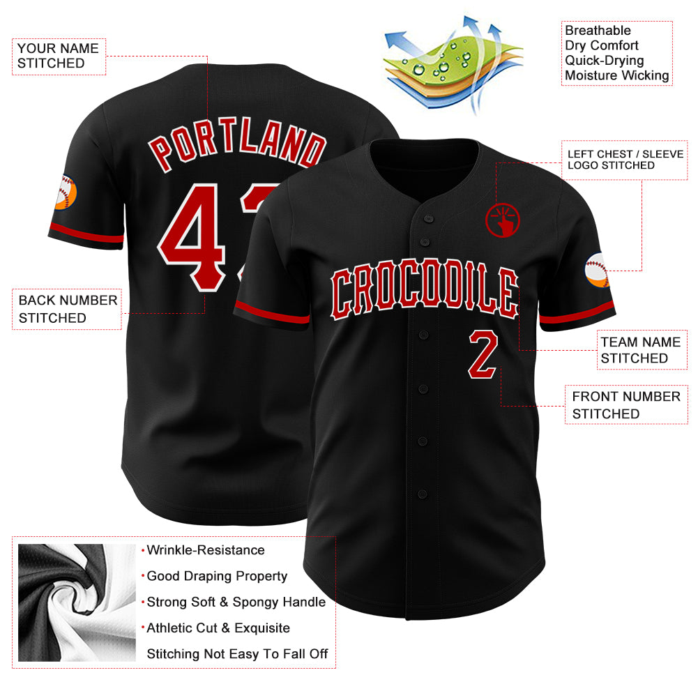 Custom-Black-Red-White-Baseball-MLB-Jersey-4060
