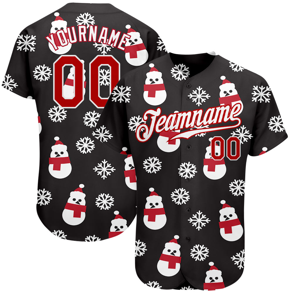 Custom-Black-Red-White-Christmas-3D-Baseball-MLB-Jersey-5876