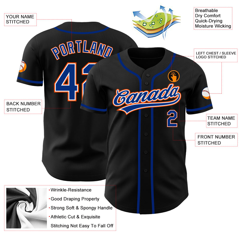 Custom-Black-Royal-Orange-Baseball-MLB-Jersey-4145