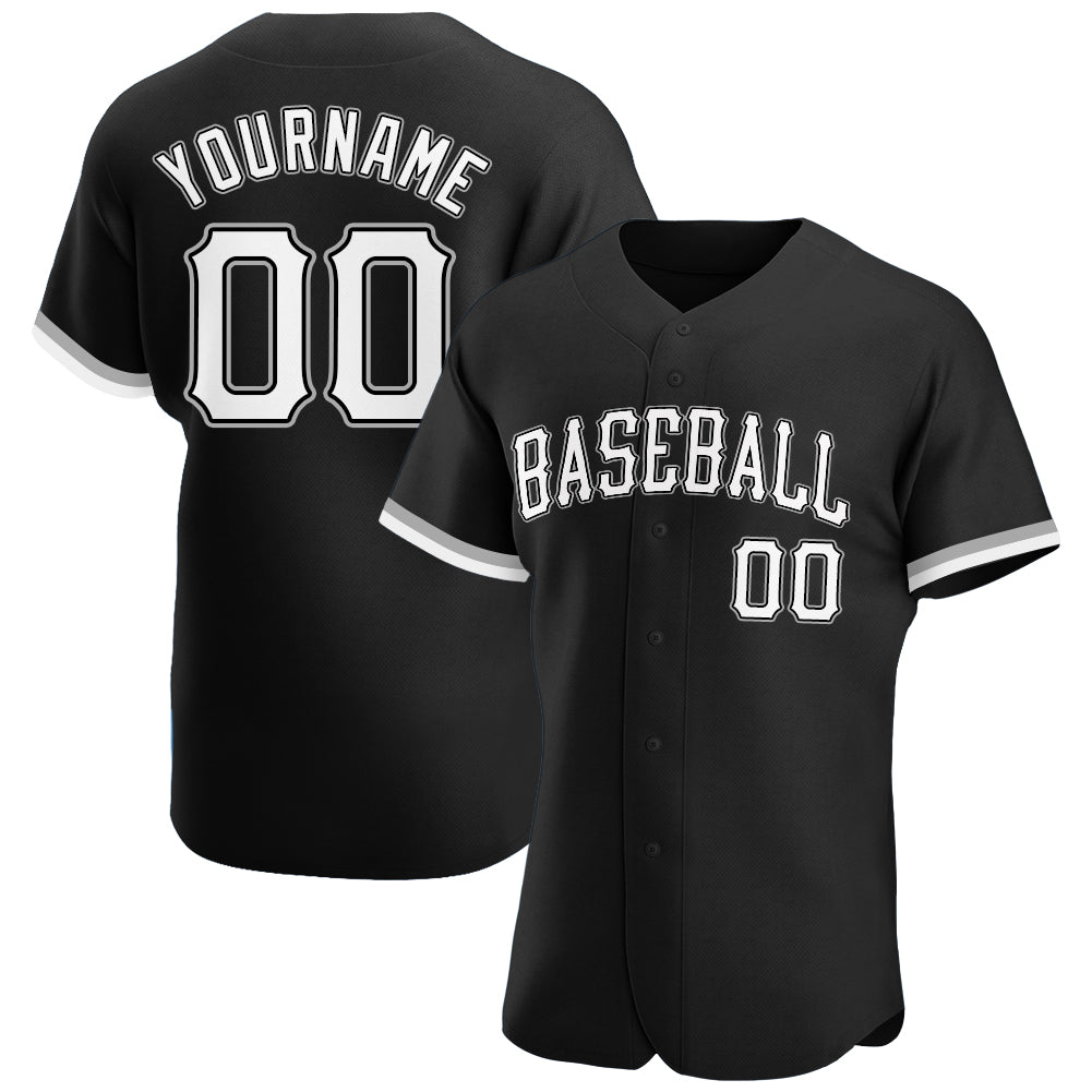 Custom-Black-White-Gray-Baseball-MLB-Jersey-9383