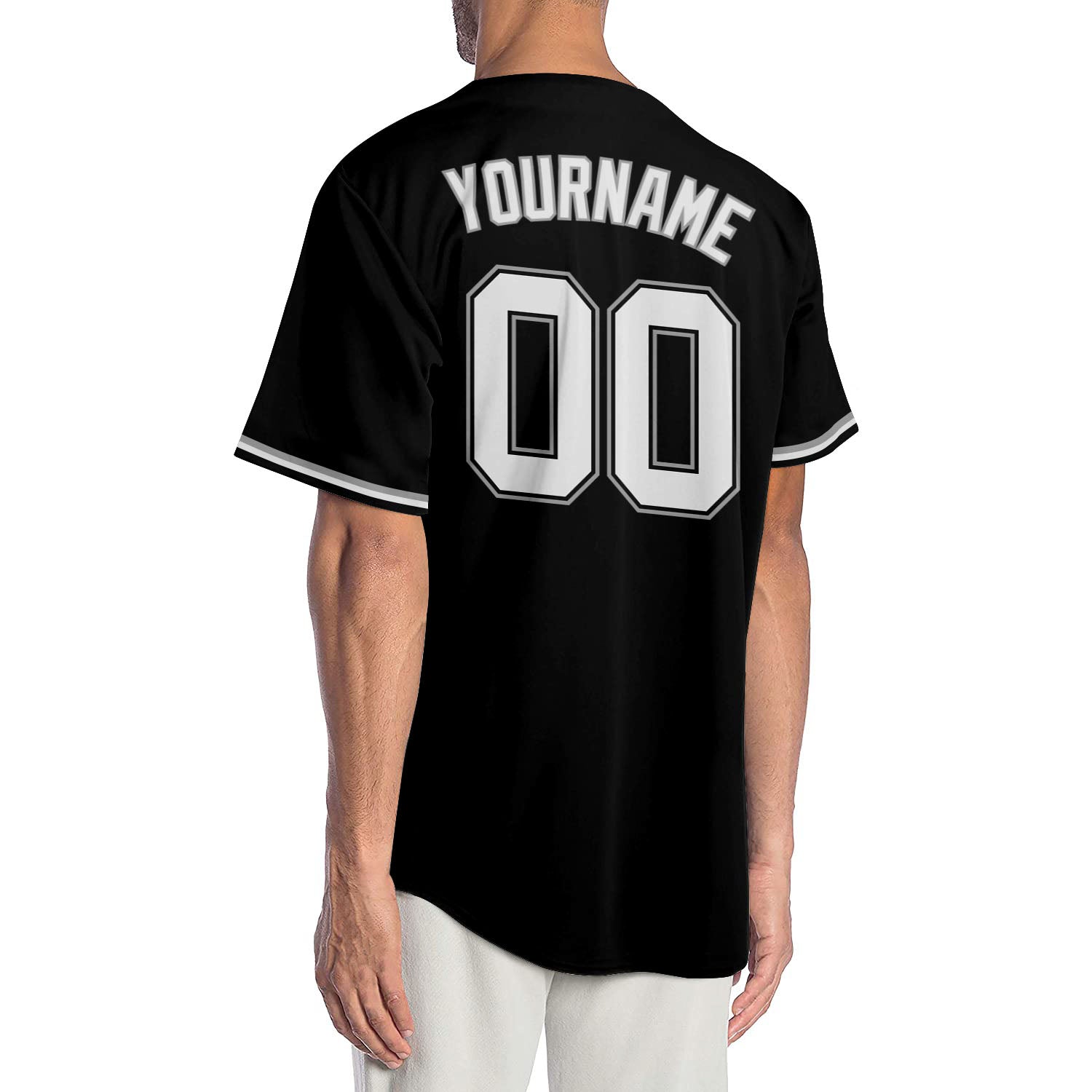 Custom-Black-White-Gray-Baseball-MLB-Jersey-9875