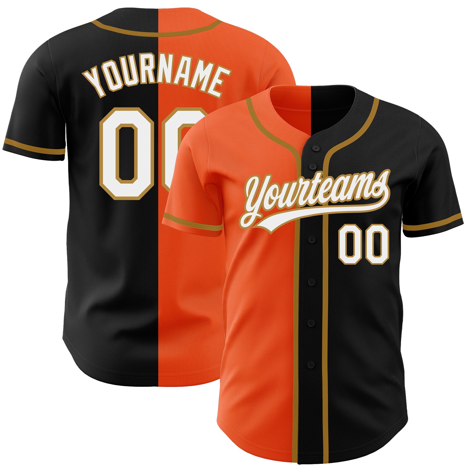 Custom-Black-White-Orange-Old-Gold-Split-Fashion-Baseball-MLB-Jersey-8653